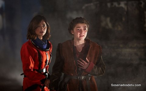 WARNING: Embargoed for publication until 00:00:01 on 13/10/2015 - Programme Name: Doctor Who   - TX: 17/10/2015 - Episode: THE GIRL WHO DIED (By Jamie Mathieson and Steven Moffat) (No. 5) - Picture Shows: ***EMBARGOED UNTIL 13th OCT 2015*** Clara (JENNA COLEMAN), Ashildr (MAISIE WILLIAMS) - (C) BBC   - Photographer: Simon Ridgway