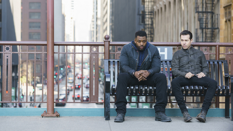 CHICAGO JUSTICE -- "Uncertainty Principle" Episode 107 -- Pictured: (l-r) LaRoyce Hawkins as Kevin Atwater, Jon Seda as Antonio Dawson -- (Photo by: Parrish Lewis/NBC)